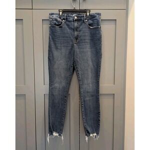 Good American Good Legs Chewed Hem Skinny Jeans Distressed Women's Size 15 / 37"